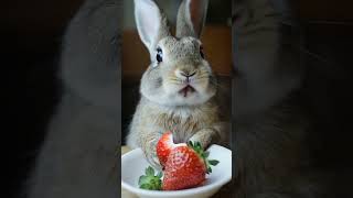 This Rabbit 🐇 Squeaks When Eating Strawberry 🍓 #cuterabbit #cuteanimal #cutepet #funnyshorts