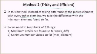 Maximum difference between two elements (larger element appears after smaller) | GeeksforGeeks