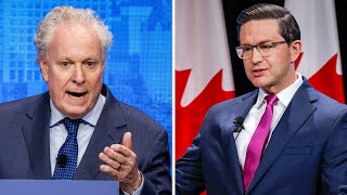 Pierre Poilievre and Jean Charest  debate over the future of the Conservative Party