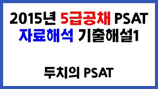 2015년 5급공채 PSAT 자료해석 기출해설1