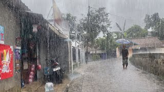 Rain Walk of Great Thunder in the village Red soil, Very Calming, Perfect for Insomnia