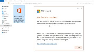 Fix: We can't install the 64-bit version of Office - حل مشكلة تثبيت برنامج اوفيس 64 بايت على 32 بايت