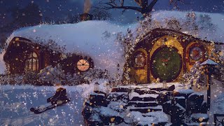 Hobbit Winter NIGHT Ambience 1H in the Shire ❄️ Sounds for Sleep [Immersive Experience 4K]