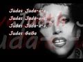 Lady GaGa - Judas lyrics on screen.
