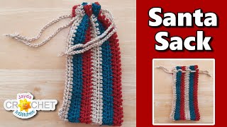 Santa Sack using Heartland by Lion Brand - Crochet Pattern & Tutorial - Easy Christmas Gift Bag