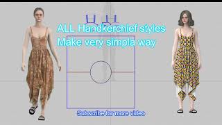 Easy to Make Handkerchief Pattern || Handkerchief Dress || CLO3d || 2D Pattern ||