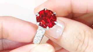 Red Mexican Fire Opal Ring at  3.45 carats by Kat Florence KF08053