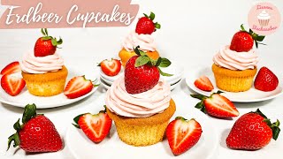 Strawberry Cupcakes with Cream Cheese Topping (Recipe / Easy / Mother's Day / Strawberry Muffins)