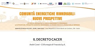 Convegno CER: Nuove prospettive | A. Comé - Il Decreto CACER