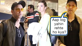 Hrithik Roshan rushes away with GF Saba Azad and Kids from Ex-wife Sussanne at the airport