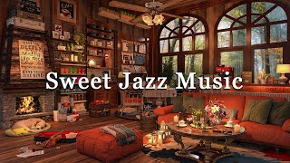 Sweet Jazz Music for Stress Relief ☕ Cozy Coffee Shop Ambience ~ Relaxing Rain Sound with Jazz Music