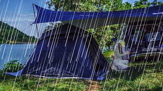 CAMPING IN RAIN☔️ WITH LUXURY TENTㅣRAINY CAMP | NATURE SOUND