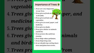 Essay on Importance of Trees, 10 lines on importance of trees in English #importanceoftrees #shorts