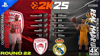 OLYMPIACOS vs REAL MADRID | EUROLEAGUE LIVE 2K25 | PS5™ Pro [4K60] ULTRA HD Realistic Gameplay