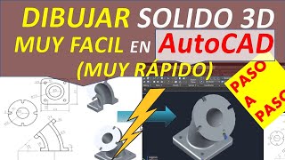 Ejemplo Solido 3D en AutoCAD - Tubo Shell Box Cylinder Presspull Fillet Rotate 3D