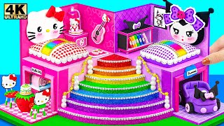 Make Hello Kitty House with Kuromi Bedroom, Kitchen Set, Rainbow Stairs ❤️ DIY Miniature House