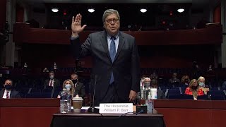 Attorney General Bill Barr testifies during heated hearing on Capitol Hill