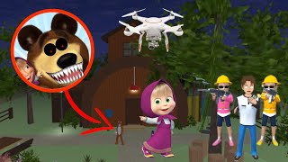 Dron Yuta Cecep Melihat Beruang Masha And Bear Berubah Menjadi Monster Sakura School Simulator