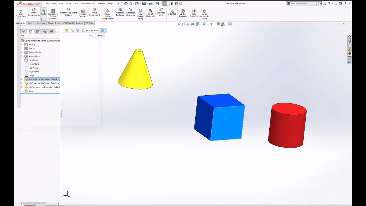 Solidworks Standard Mates Overview - YouTube