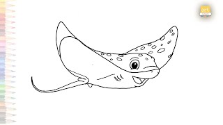 Stingray fish drawing | Easy fish drawings | How to draw A Stingray step by step | #artjanag
