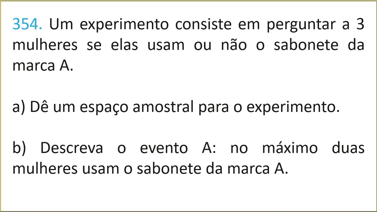 QUESTÃO 354 | EVENTOS E ESPAÇO AMOSTRAL - YouTube