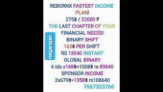 REBORNX FASTEST INCOME PLAN