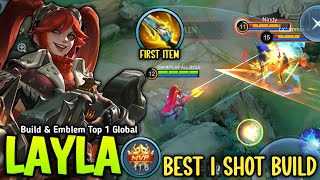 LAYLA NEW FIRST ITEM MALEFIC GUN IS THE NEW META WTF 1 SHOT DAMAGE 😱 - BUILD TOP 1 GLOBAL LAYLA