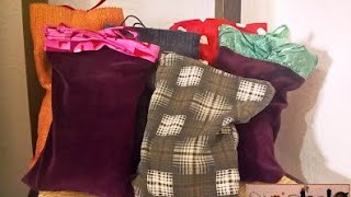 Creative recycling, old clothes: cushion with cherry stones. tutorial diy