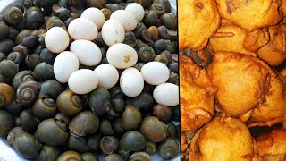 நத்தை கறியில் வாத்து முட்டை போண்டா| Duck eggs bonda in Snail | Snail bonda first time in youtube