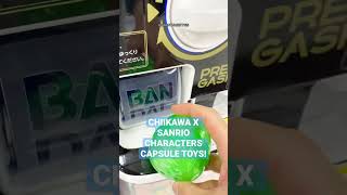 Unboxing Chiikawa x Sanrio characters gashapon capsule toys. Hangyodon, Kuromi, Pompompurin.