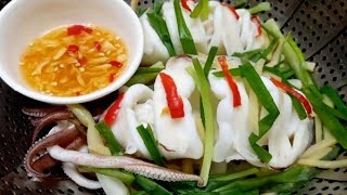 Hải Sản Cách Làm MỰC LÁ HẤP GỪNG Nước (Chấm Ngon) Thơm Ngọt Giòn Sừng Sựt Ăn Là Ghiền