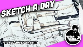 Industrial Design Sketching - How to design and draw: Futuristic Camper Van Part 3 by Sketchaday
