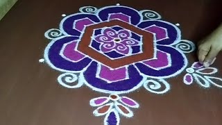 9*5 beautiful colourful rangoli//simple and easy rangoli design//ಸುಂದರವಾದ ರಂಗೋಲಿ #jeevanarangoli