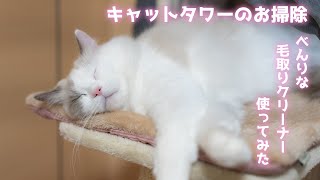 キャットタワーのお掃除！毛取りクリーナーがとっても便利でした