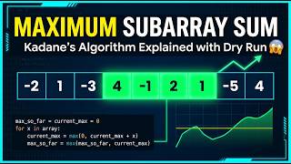 Maximum Subarray Sum | Kadane’s Algorithm Explained with Full Dry Run & Code
