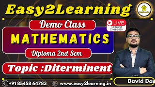 📢 Mathematics Demo Class for Diploma 2nd Sem 2025 | By David Sir