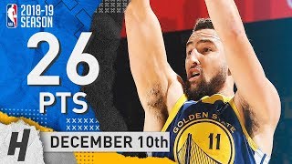 Klay Thompson Full Highlights Warriors vs Timberwolves 2018.12.10 - 26 Pts, 2 Rebounds!
