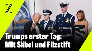 Seltsame Momente und viele Erlasse: Trumps erste Stunden zurück im Amt