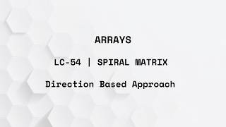 LeetCode 54 | Spiral Matrix | Direction Array Approach