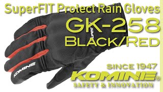 KOMINE コミネ GK-258 SuperFIT Protect Rain Gloves,Black/Red / GK-258 スーパーフィットプロテクトレイングローブ,ブラック/レッド