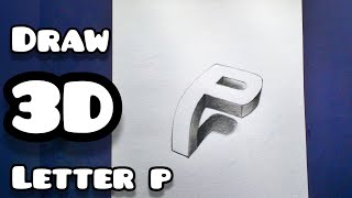 3D Trick Art on paper, curved Letter P and it's shadow | Artist Richin