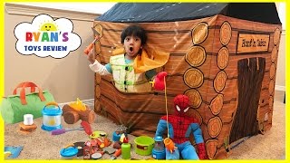 Pretend Play Food Toy Camping & Fishing! Fun Activities for Kids! Cooking Kinder Egg Surprise Toys