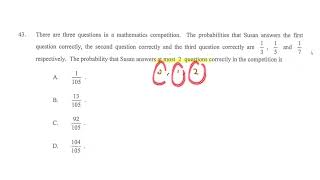 HKDSE 2019 Paper 2 Q43 Prob at most