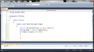 Visual C# 2010 Tutorial 7 - Else If Statements