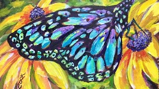 How to Paint a Yellow or Blue Butterfly by Ginger Cook Beginner Acrylic Painting Lesson
