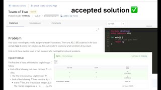 CodeChef Starters 54 | Team of Two || 100 % beats Solution✅ #codechef #codechefsolution