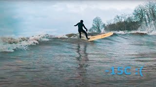 Pokies Longboard sesh in Lake Erie (extra cold)