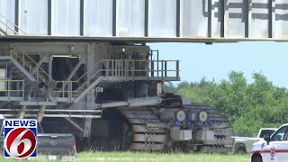 NASA’s mobile launcher rolls to launch pad for Artemis II testing