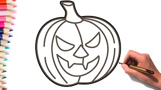 Bolalar uchun Xellouin qovoqchasini qanday chizish mumkin / How to Draw Halloween Pumpkin for kids
