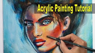 Acrylic Painting Tutorial | Portrait Painting Demo (GOTHIC LADY)